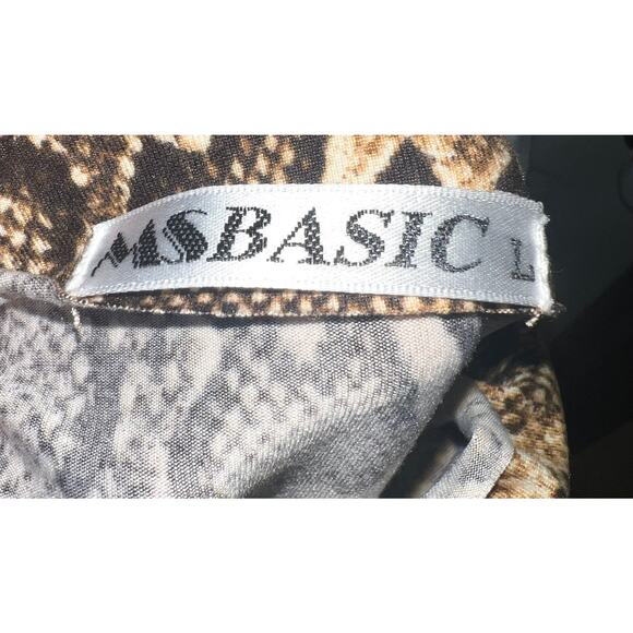 (NWOT) MS BASIC Animal Print Snake Print Mock Neck Sleeveless Blouse Tank Top L - Picture 2 of 2